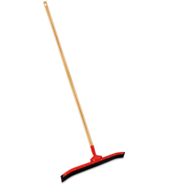24 in. Curved Rubber Floor Squeegee with 60 in. Wood Handle (4-Pack)
