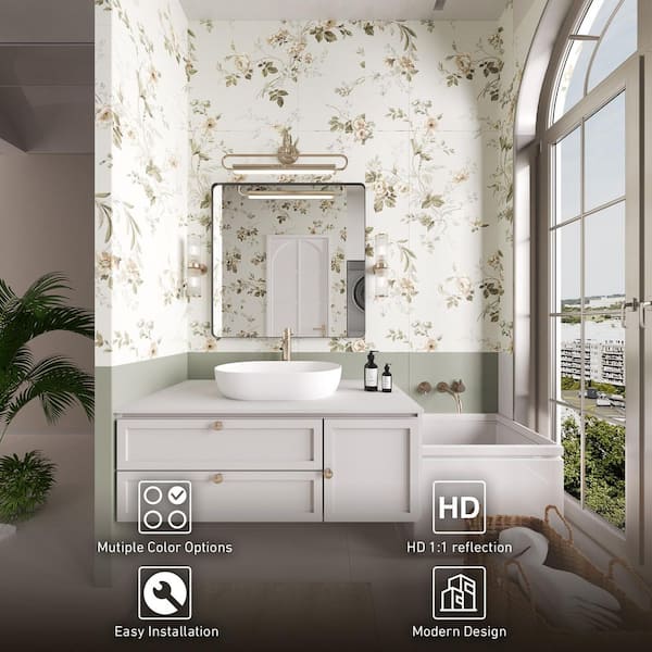 Rizitoc 36 in. W x 36 in. H Rounded Rectangle Framed Wall Bathroom