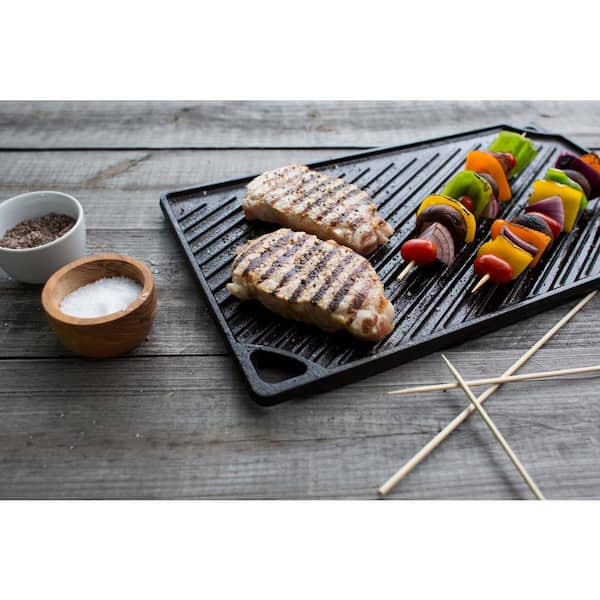 Lodge Double Play 16.75 in. Black Cast Iron Reversible Stovetop