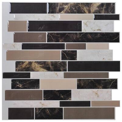 Marble Brown 11.8 in. x 11.8 in. Vinyl Peel and Stick ( 9.4 sq. ft. /pack)