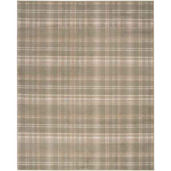 Grafix Olive 9 ft. x 12 ft. Plaid Contemporary Area Rug