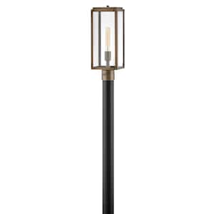 Max 1-Light Burnished Bronze Aluminum Weather Resistant Post Light with LED Bulbs Included