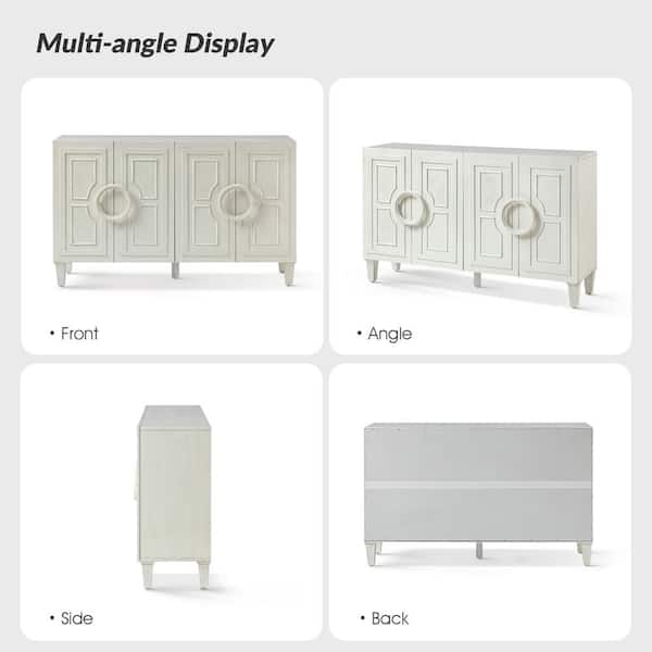 Pulaski modern geometric white deals 4 door credenza