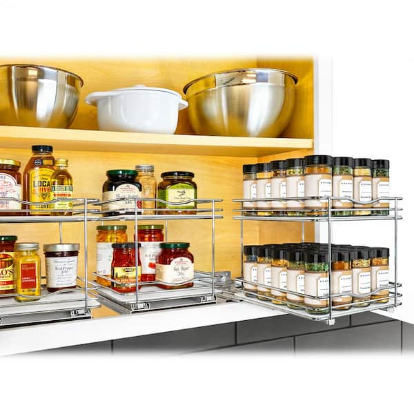LYNK PROFESSIONAL Silver Metallic - Large Spice Rack Drawer Organizer - 4- Tier Spice Rack for Kitchen Drawers, Spice Drawer Organizer 430414DS - The  Home Depot