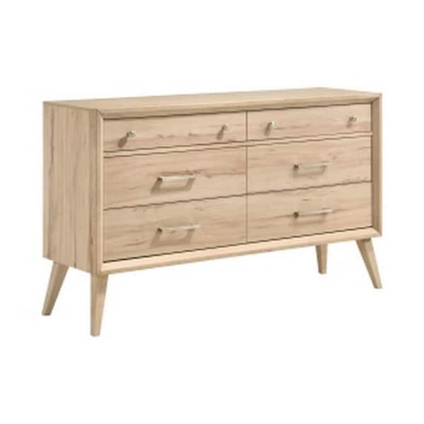 Benjara Brown and Chrome 6-Drawer 60.5 in. Wide Dresser Without Mirror