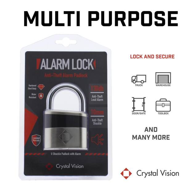 crystal vision anti theft loud 130db alarm heavy duty bike lock weather proof multi purpose