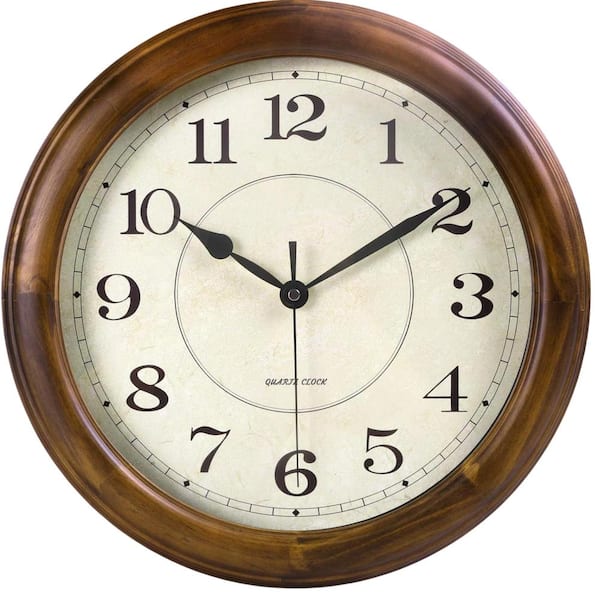 Afoxsos 14 in. Wood Non-Ticking Analog Large Decorative Battery-Operated Wall Clock for Living Room, Kitchen and Bedroom