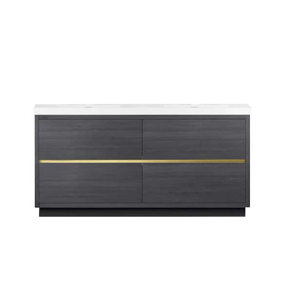 71 in. W x 20 in. D x 35 in. H Double Sink Freestanding Bath Vanity in Espresso with White Resin Top