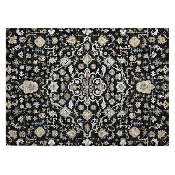 Chantille Machine Washable Indoor/Outdoor Abstract ACN3004 Black 3 ft. x 4 ft. Area Rug