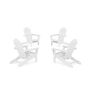 Monterey Bay 4-Piece Plastic Patio Conversation Set Adirondack Chair in Classic White