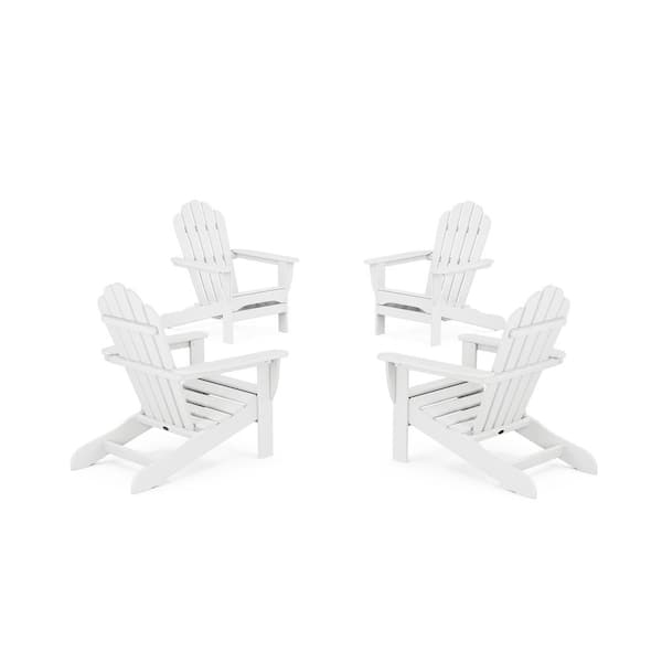 Trex Outdoor Furniture Monterey Bay 4-Piece Plastic Patio Conversation Set Adirondack Chair in Classic White