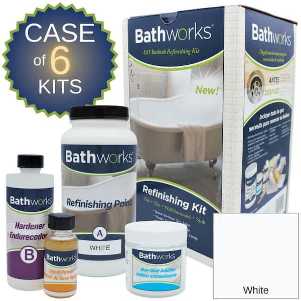 BATHWORKS 108 oz. White Bathtub Paint Refinish Kit with Non-Slip (Case of 6)