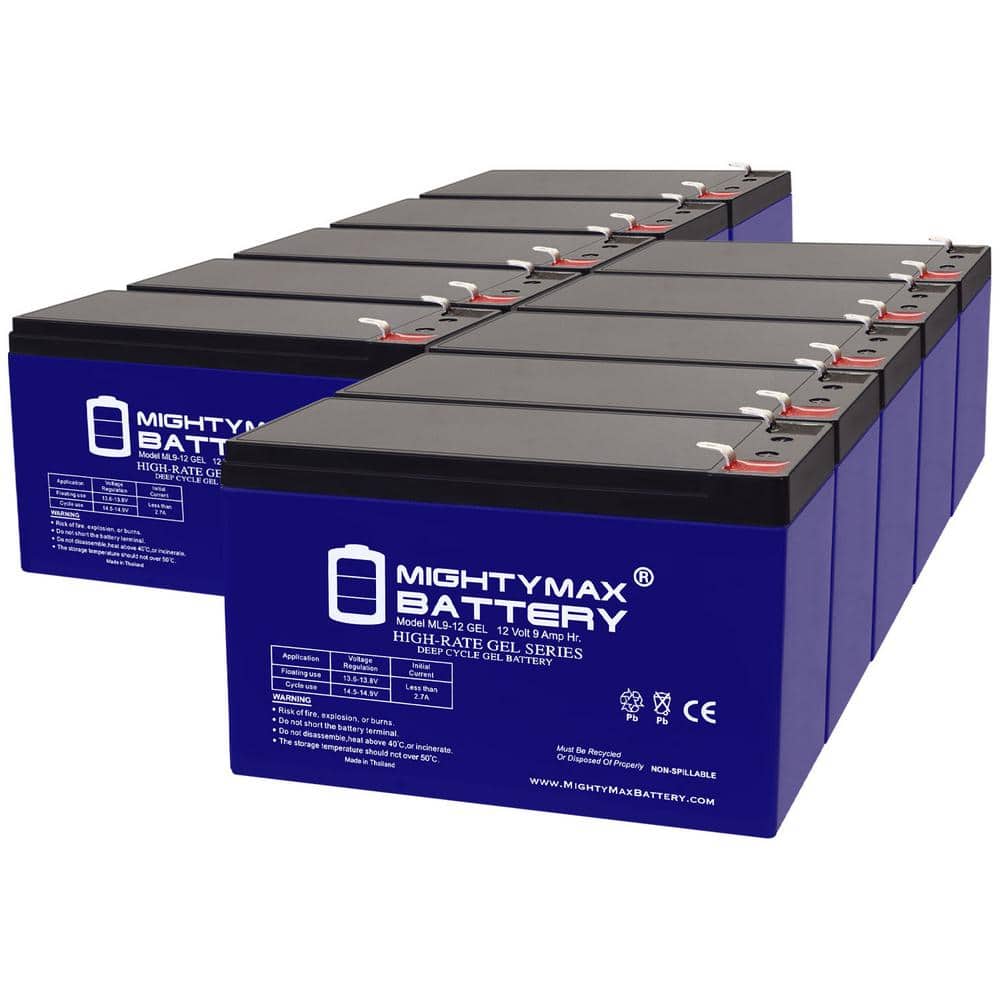 12-Volt 9AH GEL F2 Replacement Battery Compatible with Ultracell UL9-12 - 10-Pack price history on PriceWatchPro