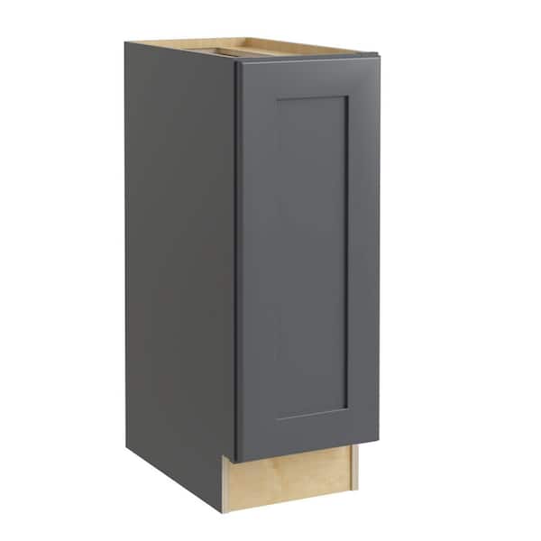 Home Decorators Collection Newport 12 in. W x 21 in. D x 34.5 in. H Assembled Plywood Full Height Door Base Bath Cabinet in Deep Onyx LH