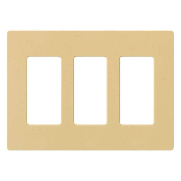 Lutron Claro 3 Gang Wall Plate for Decorator/Rocker Switches, Satin, Goldstone (SC-3-GS) (1-Pack)