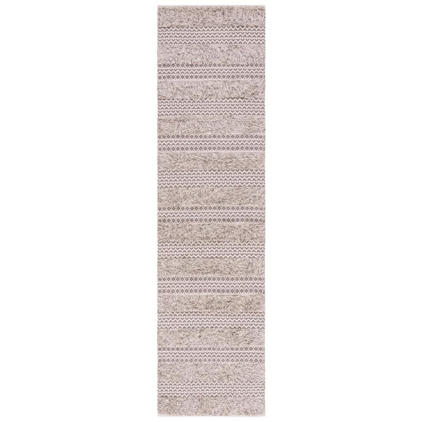 SAFAVIEH Natura Gray/Ivory 2 ft. x 9 ft. Abstract Native American Runner Rug