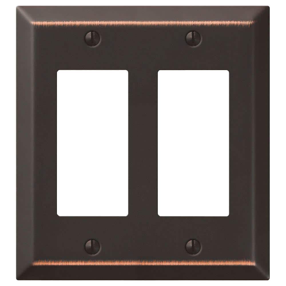 Century Aged Bronze 2-Gang Metal Rocker Wall Plate