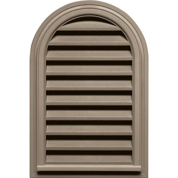 Builders Edge 22 in. x 32 in. Round Top Plastic Built-in Screen Gable Louver Vent #095 Clay