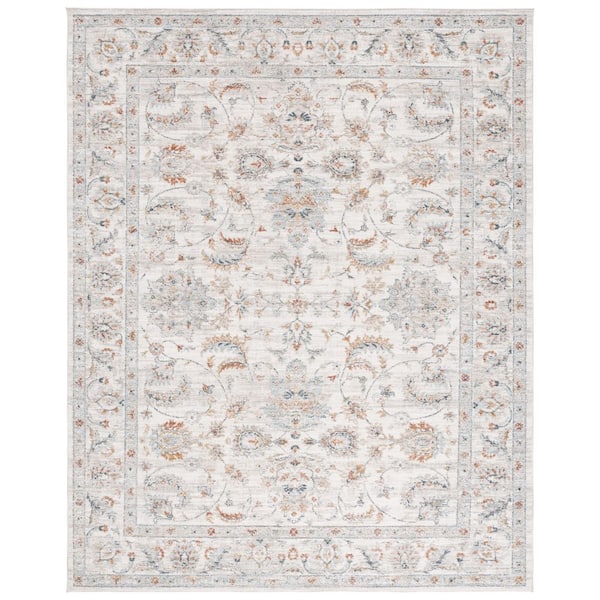 Avalon 9 ft. x 12 ft. Ivory/Light Blue Ornate Distressed Border Area Rug