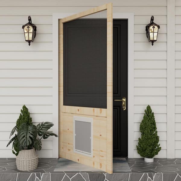 36 x 80 screen door with pet door best sale