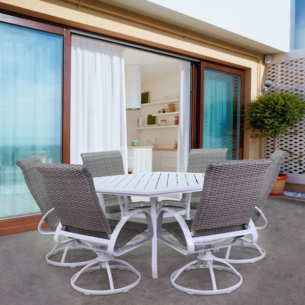 Courtyard Casual Santa Fe 7-Piece Hexagon Aluminum Outdoor Dining