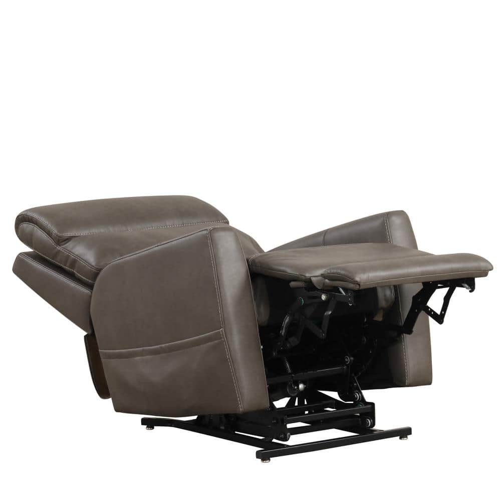 Gray Faux Leather Lift Recliner with USB Charging