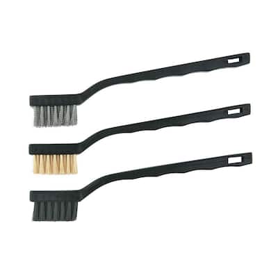 3x Mini Wire Brush Set Brass Nylon Stainless Bristle Cleaning Tool Cle*hu