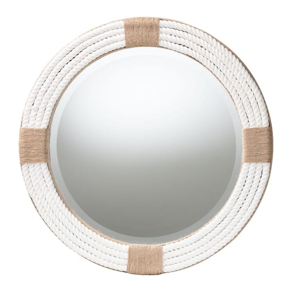 Makya 30 in. W x 30 in. H Round Woven Jute Framed Mirror