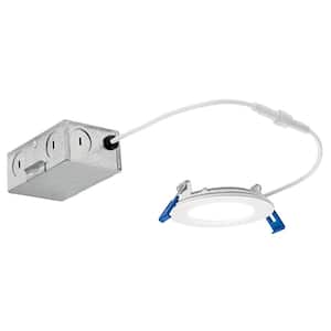 Direct-to-Ceiling 3 in. Round Slim White 2700K Integrated LED Canless Recessed Light Kit