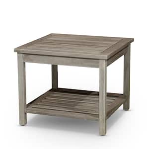 Grey Color Rectangle Eucalyptus Outdoor Side Table for Deck, Backyards, Lawns, Poolside, and Beaches