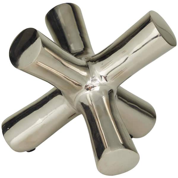 Litton Lane 9 in. x 7 in. Silver Aluminum Jack Abstract Sculpture