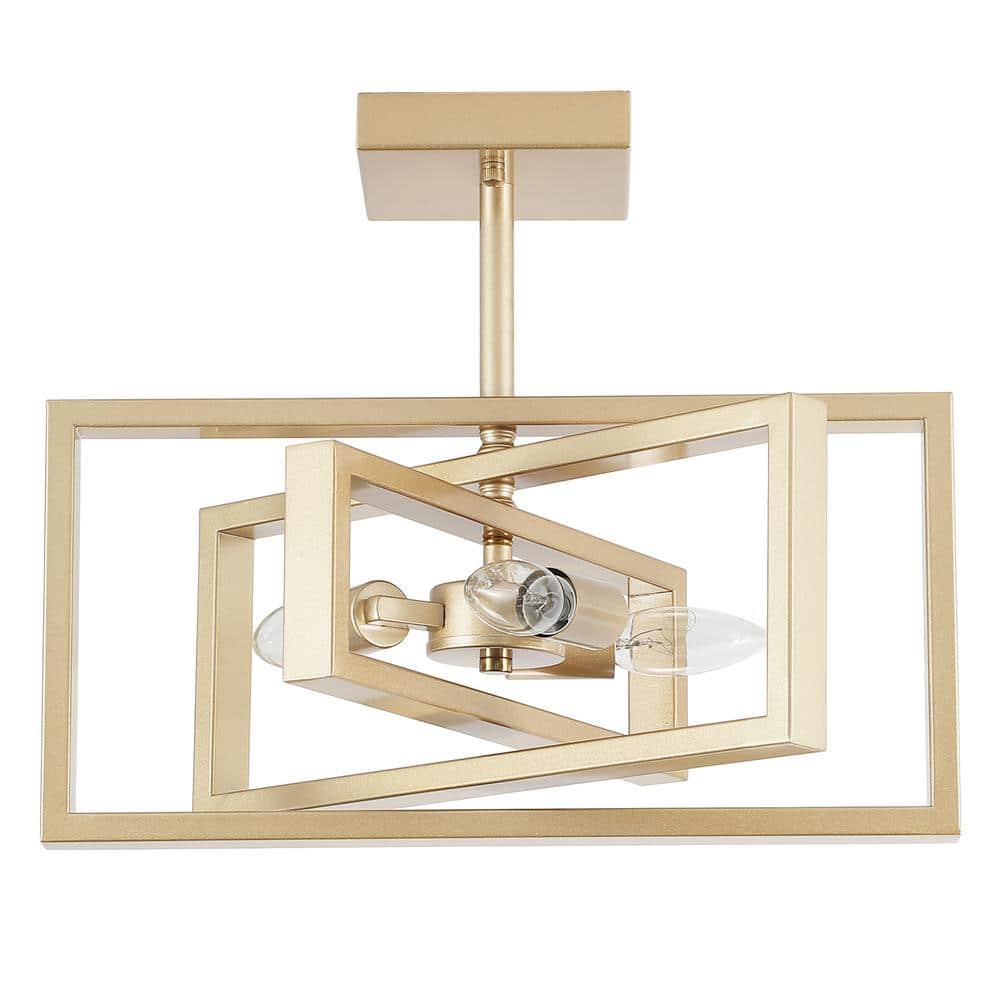 Ekber 15.8 in. 3-Light Gold Semi- Flush Mount price history on PriceWatchPro