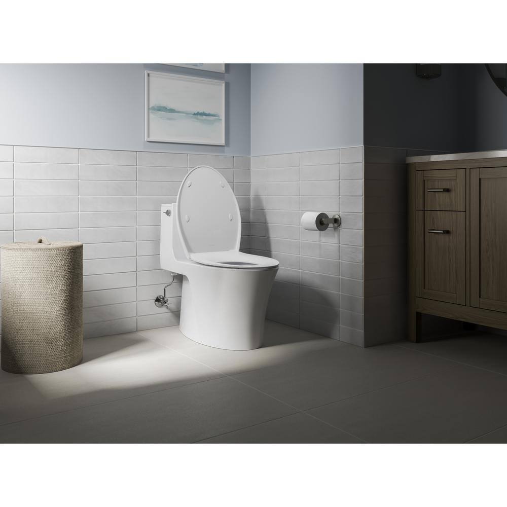 White Thermoset Plastic Quiet-Close Elongated Toilet Seat