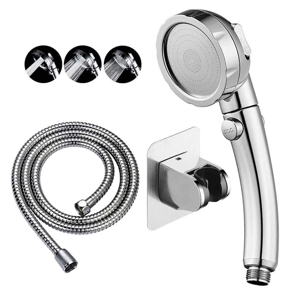 1-Piece Drill-Free High Pressure Handheld Shower Head in Chrome with On/Off Switch, 3 Spray Modes, Bracket and Hose price history on PriceWatchPro