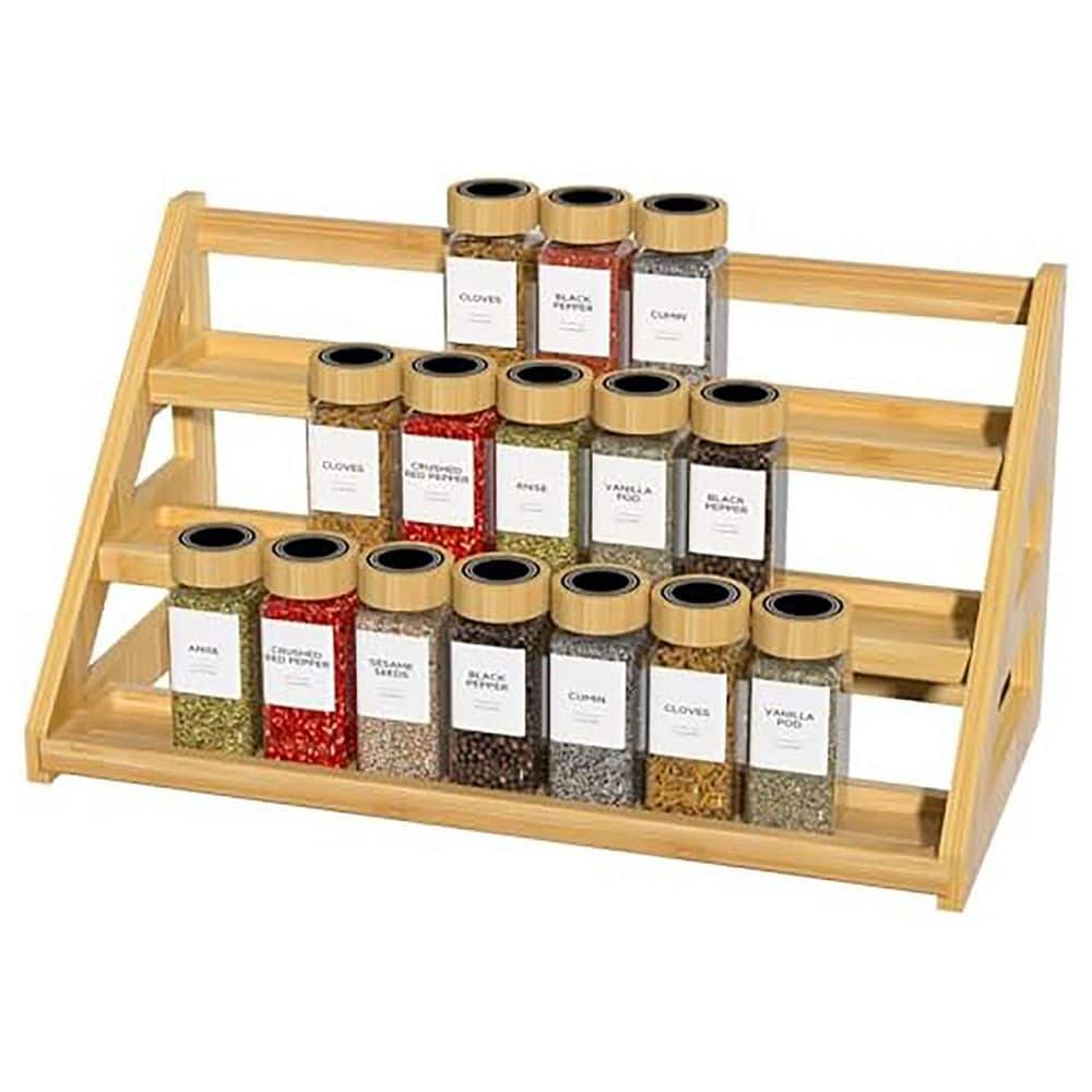 3 Tier Natural Bamboo Countertop Spice Organizer Shelf Space Saving Kitchen Pantry Seasoning Rack 17.5 Inch price history on PriceWatchPro