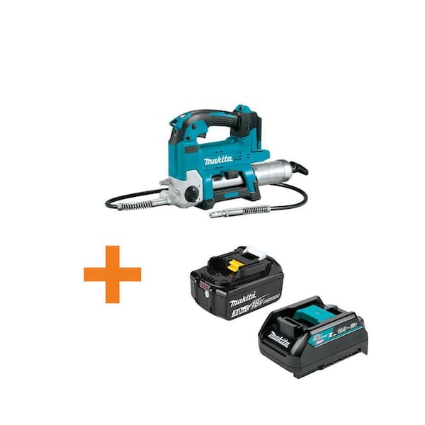 Makita 18V LXT Lithium-Ion Grease Gun with bonus 18-Volt LXT Lithium-Ion 3.0Ah Battery and 18V LXT Adapter for XGT Chargers