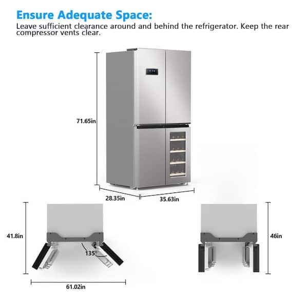 Electactic 35.63 in. 35 cu. ft. French Door Refrigerator with Wine