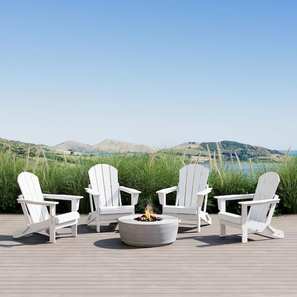 Laguna 4-Pack Fade Resistant Outdoor Patio HDPE Poly Plastic Classic Folding Adirondack Chairs in White