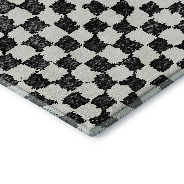 Mayfield Premium Machine Washable Abstract AMF1958 Black 3 ft. x 5 ft. Area Rug