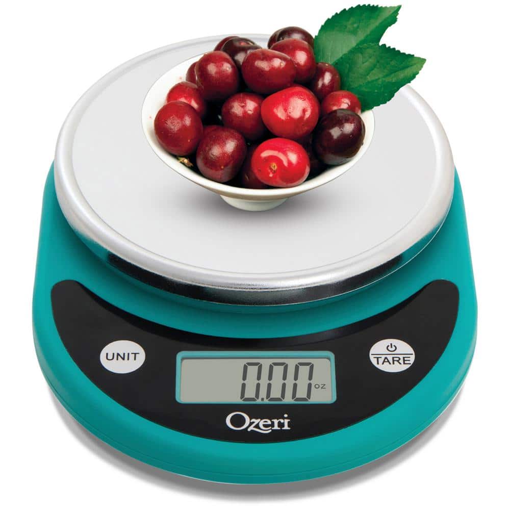 Teal Digital Kitchen Scale with LCD Display and Tare Function