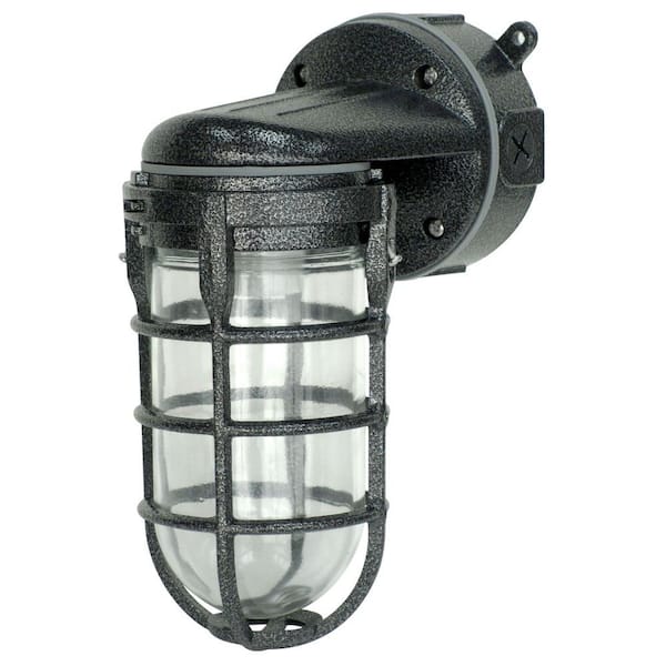 Southwire Industrial 1-Light Hammered Black Outdoor Weather Tight Flushmount Wall Light Fixture