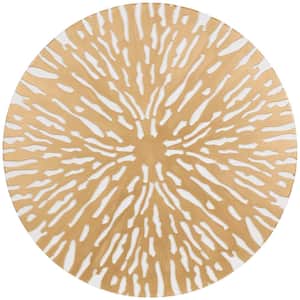 36 in. x 36 in. Wooden Gold Abstract Carved Circle Starburst Wall Decor with White Backing