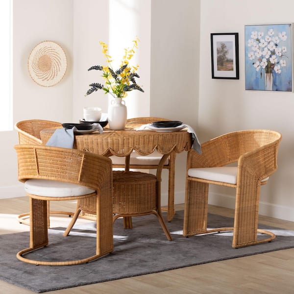 Arisu Light Honey Rattan 5-Piece Dining Set