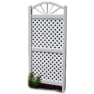 62 in. x 28 in. White Vinyl PVC Sunburst Trellis with White Lattice