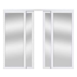 120 in. x 80 in. 1 Lite Mirror Glass White Finished Interior Closet Bypass Sliding Door with Hardware