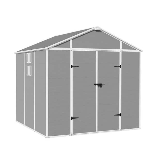 8 ft. x 8 ft. Outdoor Resin Storage Shed with Floor and Sloped Roof (64 sq. ft. )