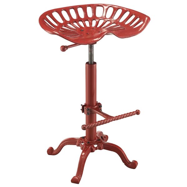 Carolina Cottage Tractor Seat Adjustable Height Red Bar Stool