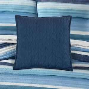 Balboa Blue Polyester 16 in. Square Quilted Decorative Throw Pillow