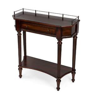 Charleston 30 in. Dark Brown Hexagon Wood Console Table with 1 Drawer