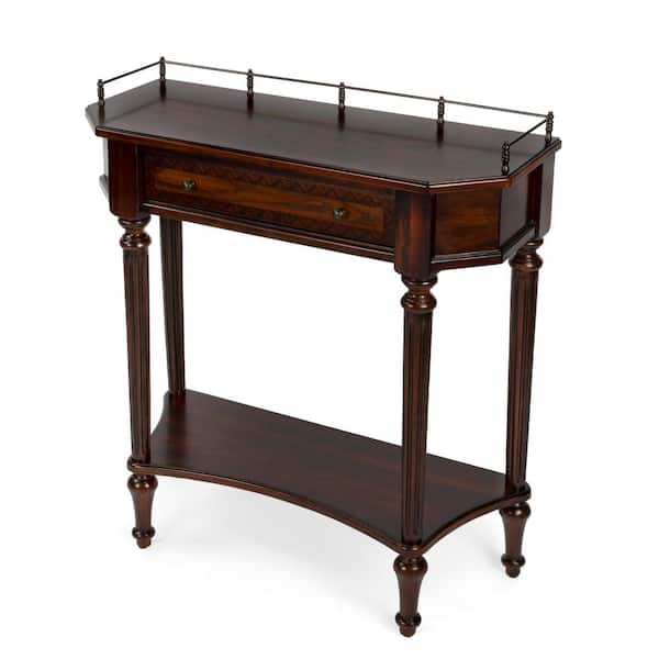 Butler Specialty Company Charleston 30 in. Dark Brown Hexagon Wood Console Table with 1 Drawer